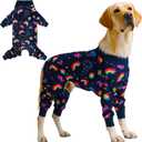 Dog Recovery Surgical Suit Male Female After Spayed, Dog Pajamas for Large Sized Breed, Dog Onesies, Rainbow, L