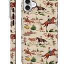 Compatible with iPhone 16 Case - Dual-Layer Protection, Hard Shell with Silicone Interior, Slim Scratch Resistant Shockproof for Woman Men - Retro Western Cowboy