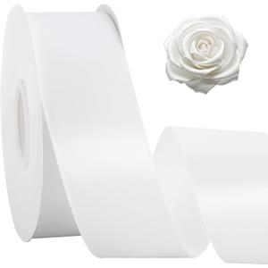 2 x TONIFUL 1 1/2 Inch x 50yd White Satin Ribbon Solid Fabric Ribbon for Gift Wrapping, Floral Bouquets, Bows and Craft Making, Christmas Valentines Birthday Wedding and Party Decoration