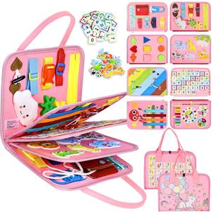 Esjay Toddler Busy Board Montessori Toys for Girls, Sensory Book Educational Activities for Learning Fine Motor Skills, Birthday Gifts for Girls Toddlers, Travel Toys for Airplane Car, Fairy Horse