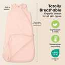 2-Pack Organic Baby Sleep Sacks, 100% Cotton - Soft & Breathable 0.5TOG Baby Wearable Blanket, Toddler Sleeping Sack 6-18 Months, Easy to Wear Transitional Swaddles for Newborns,Infants(Mist Rose, M)