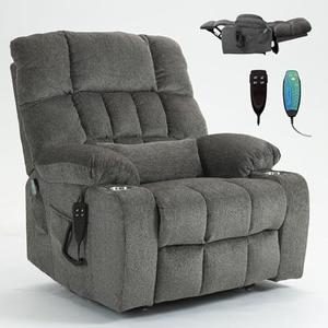 RHHVVR Oversized Power Recliner Chair for Big and Tall 400 LBS, 25.5" Extra Wide Electric Lift Chair with Heat and Massage, Dual Motor 180° Lay Flat Recliner Living Room Sofa, Chenille Big Lift Chair