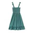IFFEI Mommy and Me Dresses Summer Matching Outfits Spaghetti Strap Square Neck Solid Color Ruffle A Line Beach Long Maxi Dress 2Y  Green