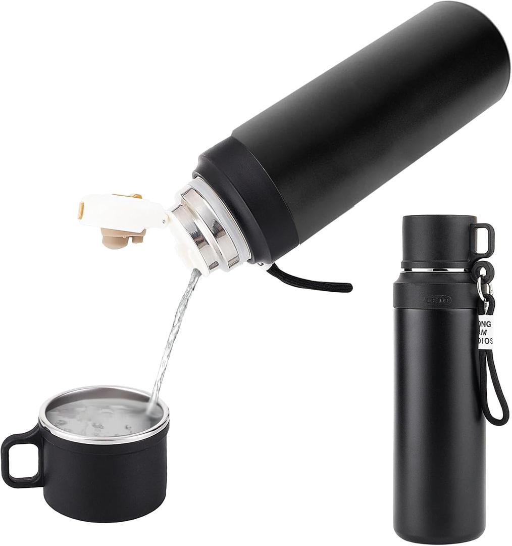 Stainless Steel Insulated Bottle, Vacuum Insulated Water Bottle, Vacuum Insulated Bottle for hot and cold coffee drink water, 24-Hrs Insulation Commute Travel (Black,1000ml)