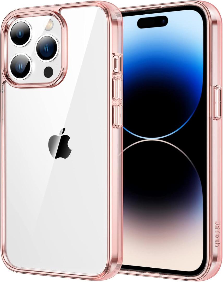 JETech Case for iPhone 14 Pro Max 6.7-Inch, Non-Yellowing Shockproof Phone Bumper Cover, Anti-Scratch Clear Back (Rose Gold)