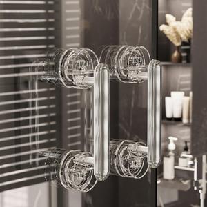 Suction Cup Door Handle, Waterproof Suction Cup Handle, Transparent Hole-Free Door Handle for Bathroom Kitchen Cabinet Drawer (2, Transparet Sliver)