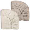 Pack and Play Sheets for Baby Boy and Girl 2 Pack, Neutral Muslin Cotton Pack N Play Mattresses Sheet 27"x39", Muslin Nursery Bedding Soft and Breathable Comfort (Beige & Cream)