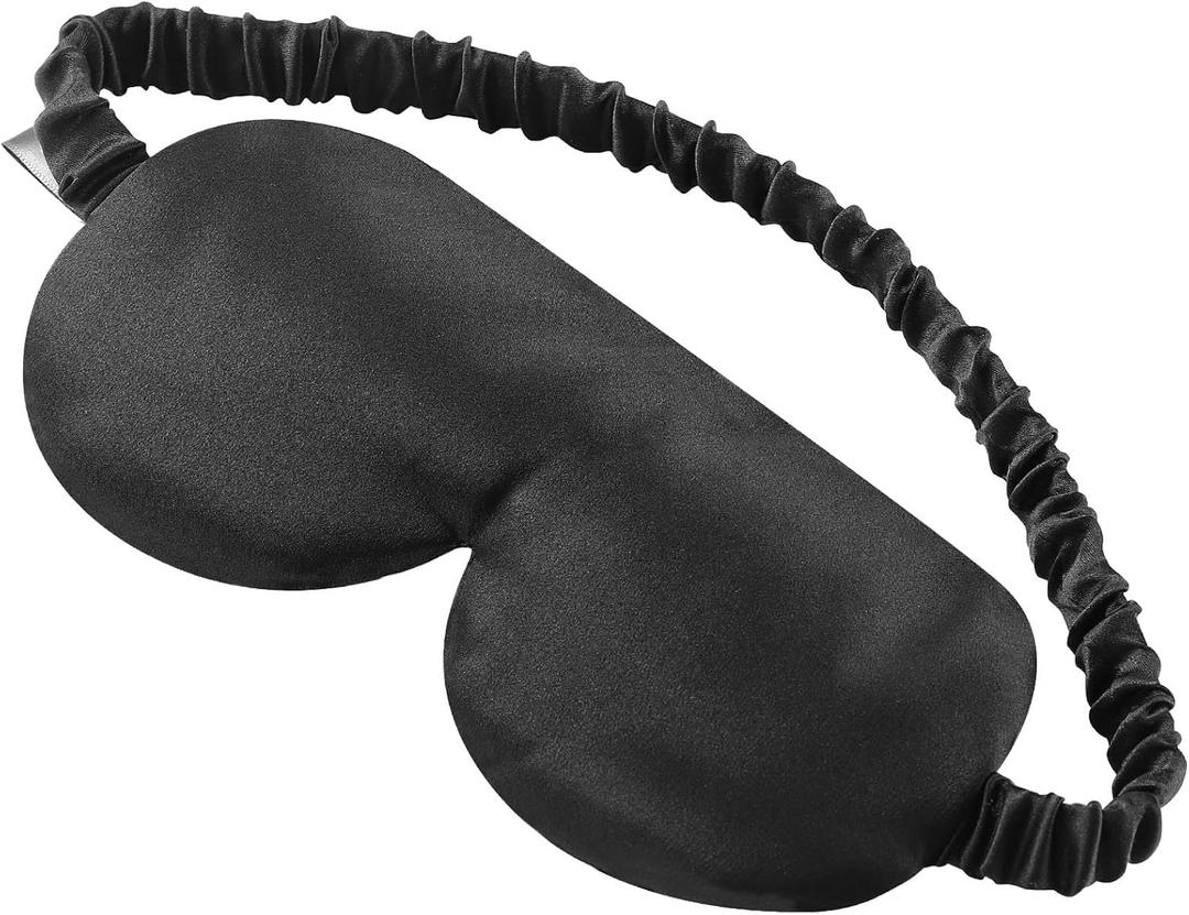 ALASKA BEAR Sleep Mask with Silk-Covered Headband for Hair Care, Silk Eye Mask Comfortable Scrunchy Band Over Ears (Built-in Contour Insert, Luxury 22 Momme) (Black)