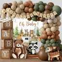 Woodland Animals Baby Shower Decoration Party Supplies, Forest Animal Neutral Gender Reveal Party Decorations, Backdrop Balloon Arch Box Mom to Be Sash Dad to Be Pin Tablecloths Cake Topper