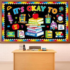 4 x Colorful It's Okay to Bulletin Board SETI nspirational Mental Health Classroom Decor Affirmation Station Bulletin Board Back to School Positive Book Paper Cutouts for Chalkboard Wall Decor