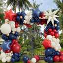 Red White and Blue Balloon Arch Kit - Double Stuffed Navy Blue Balloons Sand White Champagne Gold Pastel Red Balloons For Patriots Day 4th of July Birthday Baby Shower Gender Reveal Decorations