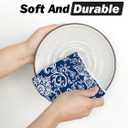 Artoid Mode Blue Floral Paisley Kitchen Towels Dish Towels, 18x26 Inch Seasonal Spring Decoration Hand Towels Set of 2