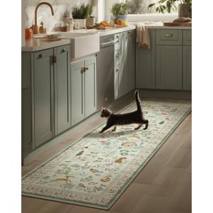 Machine Washable Kitchen Runner Rug: 2'x6' Hallway Rug Non Slip Low Pile Stain Resistant Soft Carpet Runners for Entryway Hallways Kitchen Laundry Room Beside Bedroom Farmhouse