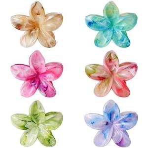 Flower Hair Clips, Large Claw Clips for Women Ladies, Big Cute Summer Hair Claws, Beech Hair Catch Clamps Barrettes Headwear Accessories for Thin Thick Hair, 6 Colors