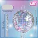 WERNNSAI Disco Ball Piata - Disco Party Decoration for Adult Birthday Party Supplies Hanging Disco Piata with Bat Blindfold Mirror Roller Skating Pull String, 12.2 x 12.2