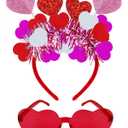 Valentine Heart Headband and Heart Sunglasses for Halloween Valentine's Day Wedding Birthday Party Accessoires