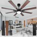 Depuley 72-Inch Ceiling Fan with Light: Modern 8-Blade Walnut and Black Indoor Outdoor Fans with Remote Control Dimmable Light - Ultra Quiet DC Motor Reversible 6 Speed Timer