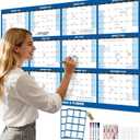2 PCS 2026 Wall Calendar,Large XL 32" x 48" Laminated 2-Side Horizontal/Vertical | Wet & Dry Erase | Yearly Wall Hanging Calendars Thick Paper 12 Month Annual Planner for Office/Family/College (Blue)
