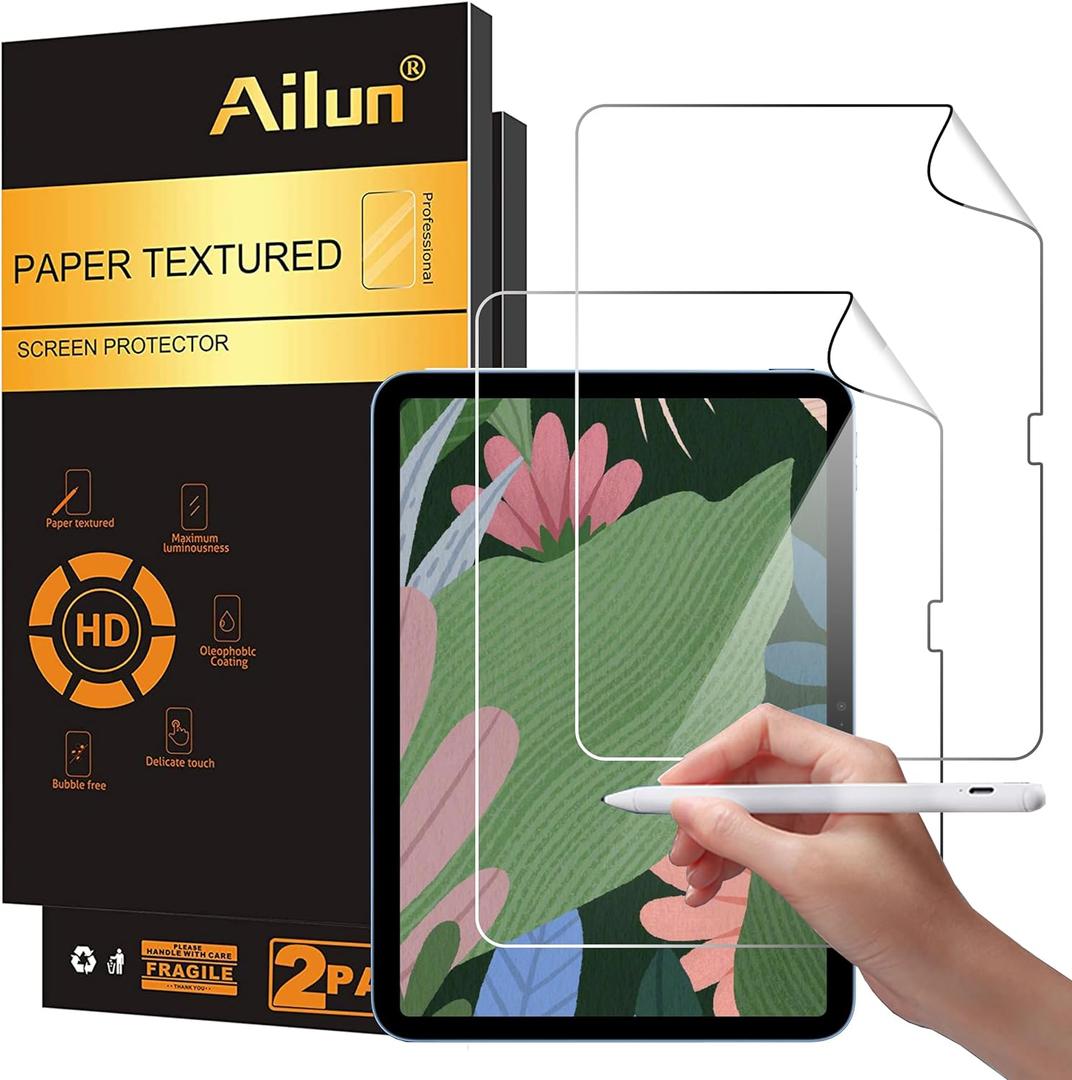 Ailun Paper Textured Screen Protector for iPad 11th A16 2025 [11 Inch]/10th Generation 2022[10.9 Inch] 2 Pack Draw and Sketch Like on Papertouch Anti Glare Less Reflection [Not for iPad Air 10.9 Inch]