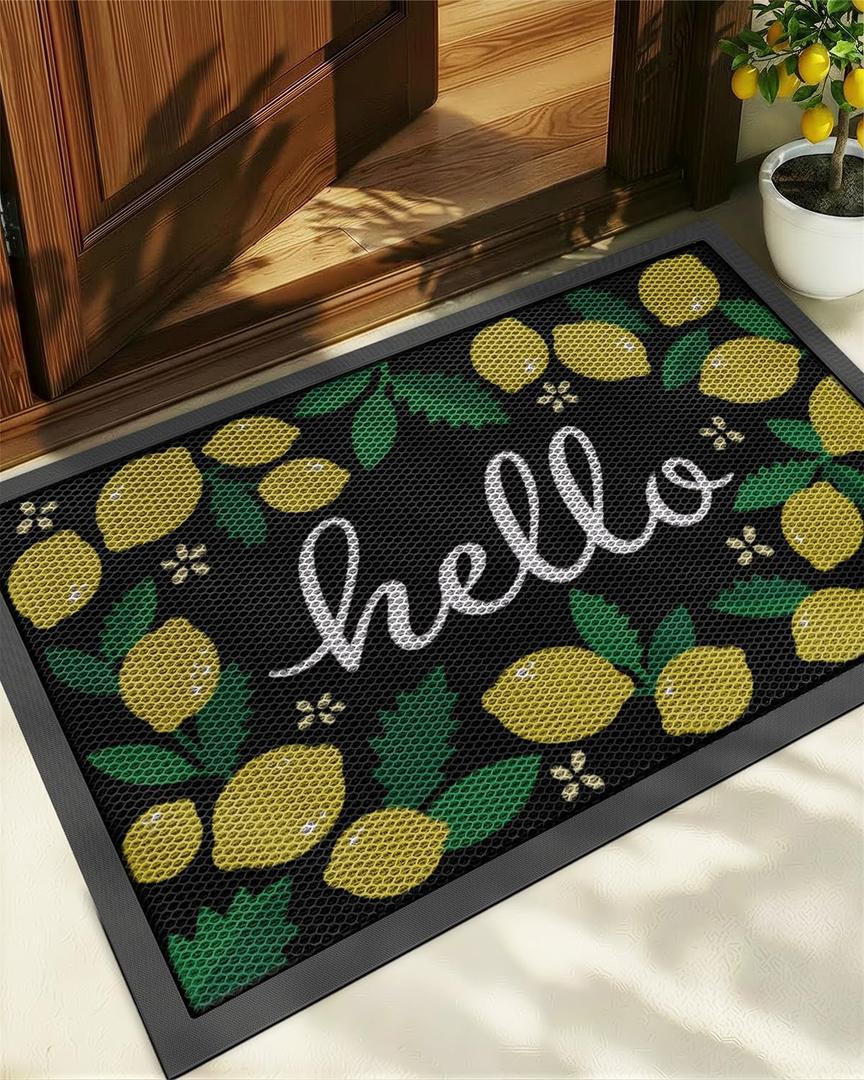 Color&Geometry Outdoor Door Mat, Resilient & Flexible Non-Slip Door Mat 32"x48", Dirt Trapping Waterproof Doormat, Welcome Mat for Porch, Patio & Entryway, Lemon Lime