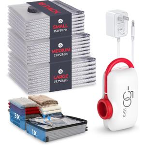 VMstr 18-Pack Vacuum Bags for Travel, Vacuum Seal Compression Bags for Clothing, Carry-On Luggage Space Saver Bags with Plug-in Electric Pump