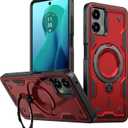 Case for Moto G 5G 2024 Case with Magnetic 360Rotatable Ring Invisible Stand [Compatible with Mag-Safe] Double Shockproof Protection Women Men Case for Moto G 5G 2024 Red TH