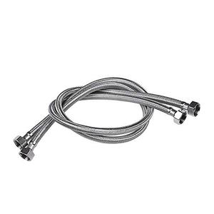 Vataler Faucet Line Connector Braided 304 Stainless Steel Supply Hose 1/2" I.P. Female Thread to 1/2" I.P. Female Straight Thread Faucet Hose Replacement (One Pair)