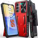 FNTCASE for Samsung Galaxy A15-5G Case: Rugged Protective Phone Cases with Kickstand & Holster | Military Grade Shockproof Protection Sturdy Heavy Duty Drop Proof Hard Covers 6.5 inch Red