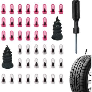 2 x Tire Repair Screws, 40 PCS Professional Tire Plugs Screw Type with a Screwdriver, Tire Repair Screws, Self-Service Screw in Tire Repair Plugs, Tire Plug Kit for Car, Motocycle, Truck, Tractor