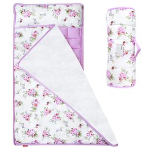 Toddler Nap Mat for Girls Floral, Kids Sleeping Mat with Fleece Blanket, Lightweight Perfect for Kids Preschool, Daycare, Travel Sleeping Bag, Fit Standard Cot (Floral (Pack of 1))