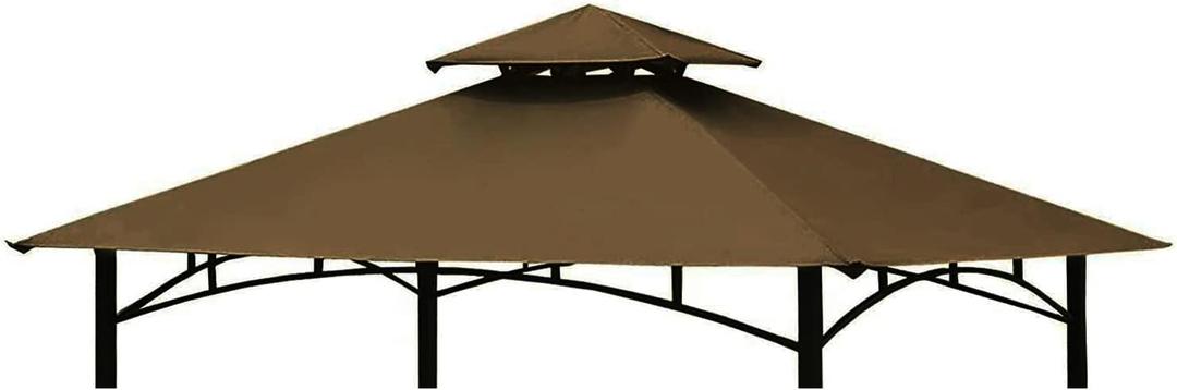 Grill Gazebo Replacement Canopy Top Cover 58 Double Tiered BBQ Roof ONLY FIT for Gazebo Model L-GG001PST-F (Brown)