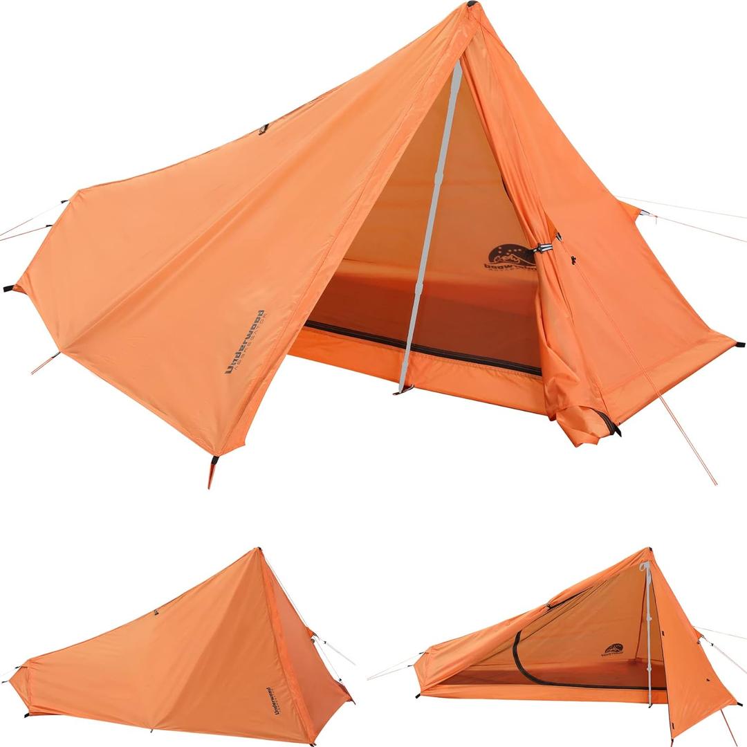 1 Person Trekking Pole Tent for Backpacking - Ultralight Backpacking Tent, Waterproof Hiking Tent for Camping, Lightweight Camping Tent for Scouts, Trekker(NO Trekking Poles) (Yellow)