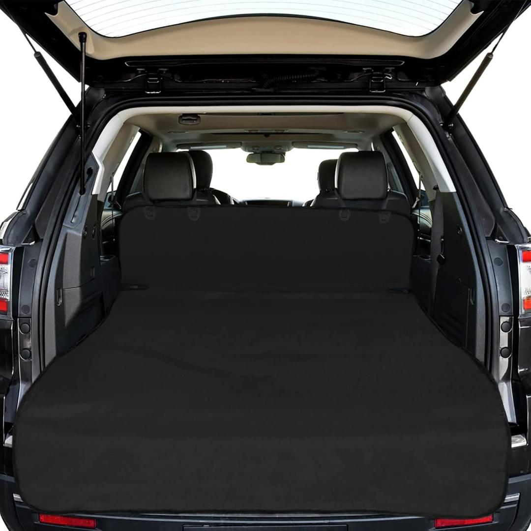 F-color SUV Cargo Liner for Dogs - Waterproof Pet Cargo Liner, Comfort Dog Cargo Cover with Bumper Flap Protector, Scrachproof for Large SUVs Sedans Trunks Vans, Black (Large Extended (No Flaps) 90")