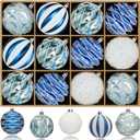 JORNOY Christmas Tree Ornaments Set of 12, 3.15inch/80MM Shatterproof Plastic Xmas Tree Ball Ornaments Bulk Decorative Hanging Baubles for Xmas Tree Decor Holiday Party Decorations, Light Blue