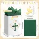 Feifeiya 12 Pcs Baptism Christening Religious Gift Bags with Cross Design, Tissue Paper for Baby Baptisms, First Communion, Christian Bible Verse 11 x8.2 x6 Gift Bag for Wedding Clergy Day(White)