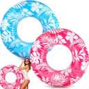 ShinyRelief 2 Pcs Pool Tubes for Adults 42inch Large Inflatable Floats Tube Tropical Leaves Inflatable Pool Floats Rings Colorful Swimming Ring Summer Hawaii Swimming (Green,Orange)
