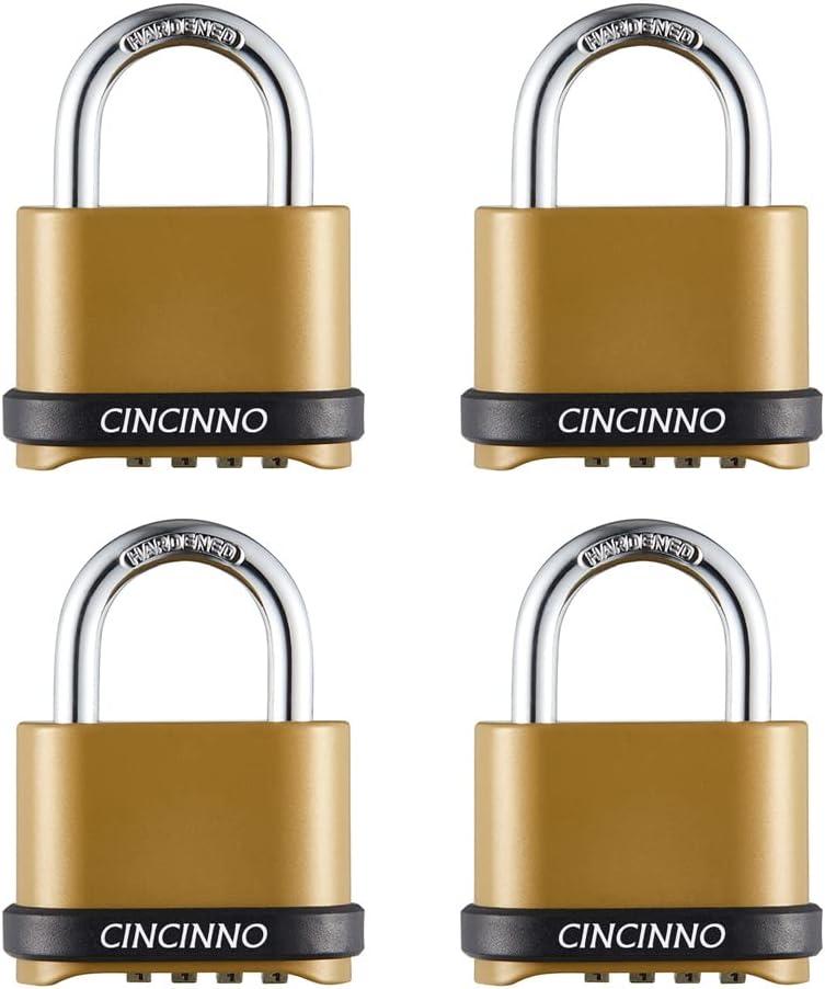 Heavy Duty Weatherproof Combination Lock, 4-Pack Outdoor Combo Lock, Resettable Combination Padlock for Gate, Shed, Storage Unit