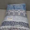 WONGS BEDDING Boho Quilt Set Queen Size, Teal Blue Bohemian 3 Pieces Quilt Sets, Lightweight Bedspread Coverlet Bedding Set for All Season (96"x90")
