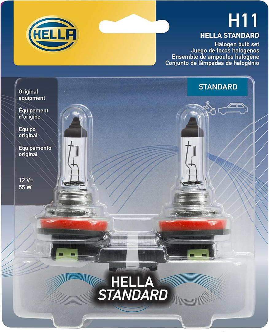 HELLA H11TB Twin Blister Standard Halogen Bulb, 12 V, 55W, 2 Pack