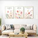 YUFXSTZV 3pcs Flower Christian Wall Art Bible Verse Wildflower Canvas Painting Boho Nursery Posters Aesthetic Religious Wildflower Wall Decor For Living Room Bedroom Home Decorations Unframed
