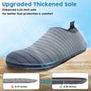 Metog Men Women Water Shoes Quick-Dry Aqua Socks Barefoot Slip-on for Beach Swim Sport Surf Yoga Exercise (7-8 Women/6-7 Men, Gray Stripe)