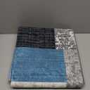 Indoor Runner Rug, Washable Runner Rug with Rubber Backing, Modern Geometric Patchwork Aesthetic Carpet for Bedroom, Living Room, Hallway, Entryway, Washable Rug Rockwood Collection, 2x6 Ft Blue