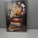 Moody Flower Books Canvas Wall Art, Vintage Spring Wildflowers Poster Prints Dark Academia Floral Gallery Wall Decor Picture Easter Flower Paintings Artwork for Bedroom Living Room Decoration (24"L x 16"W)