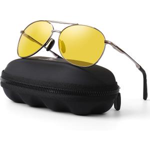 mxnx Aviator Sunglasses for Men Polarized Women UV Protection Lightweight Driving Fishing Sports Unisex glasses MX208 (Grey Frame Yellow Lens)