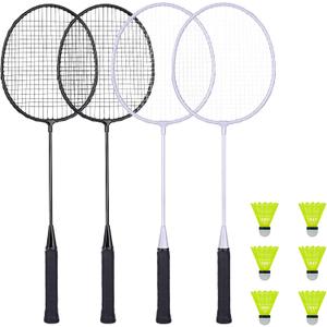 Badminton Rackets Set with 6 Shuttlecocks, Lightweight Badminton Set of 4 for Outdoor Backyard Games, Racquets with Durability for Beginners and Casual Players