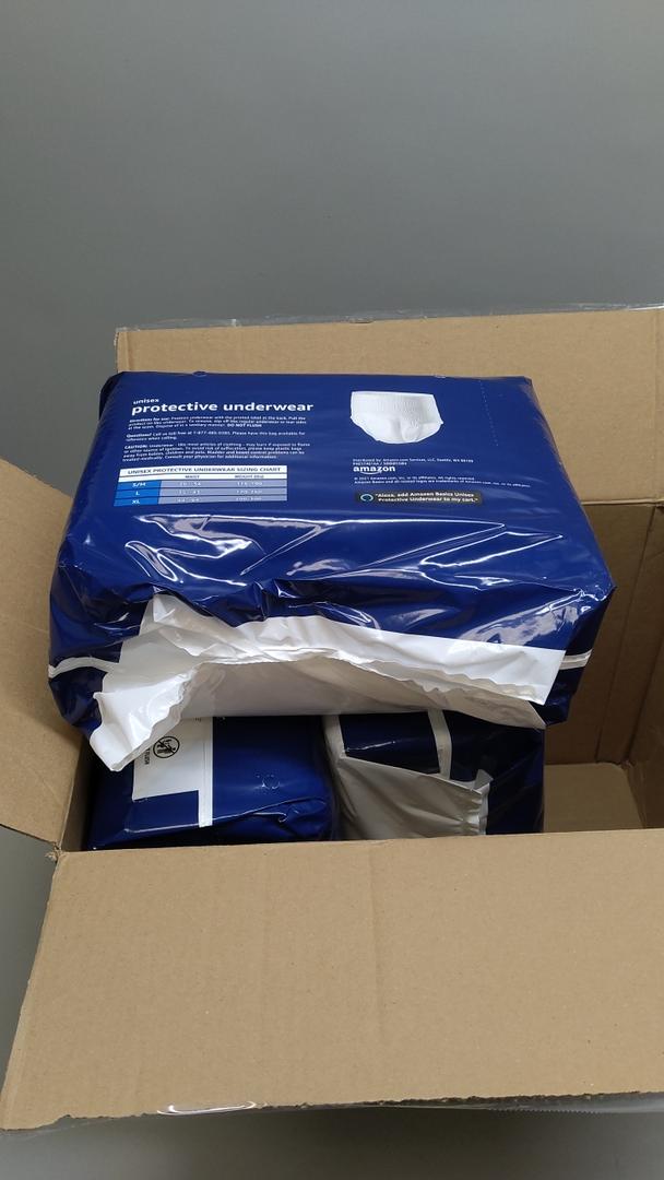 Amazon Basics Unisex Protective Underwear, Overnight Absorbency, Large, 56 Count, (3 Packs of 14)