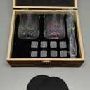 Fathers Day Anniversary Birthday Gifts for Men Him Dad Husband, White Elephant Gifts for Adults, Whiskey Glasses Set of 2 with Chilling Rocks, Bourbon Whiskey Stones Gifts for Men Wooden Box