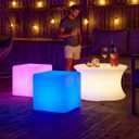LOFTEK 16-Inch Rechargeable LED Cube Chair Light, 16 RGB Colors Glow Cube Seat w/Remote, Waterproof LED Cube Table, Color Changing Cubes Floor Lamp, Home Bedroom Patio Party Decorative Lighting