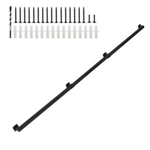 8FT Black Industrial Handrail, Heavy Duty Galvanized Steel Railing Kit for Indoor and Outdoor Stairs and Steps, with Mounting Hardware