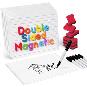 GAMENOTE White Board Dry Erase, Small Magnetic Lined White Board Set, Double Sided Magnet Ruled Lap Boards Whiteboard for Kids and Student Learning Homeschool Classroom, 9x12 Inches (Pack of 6)